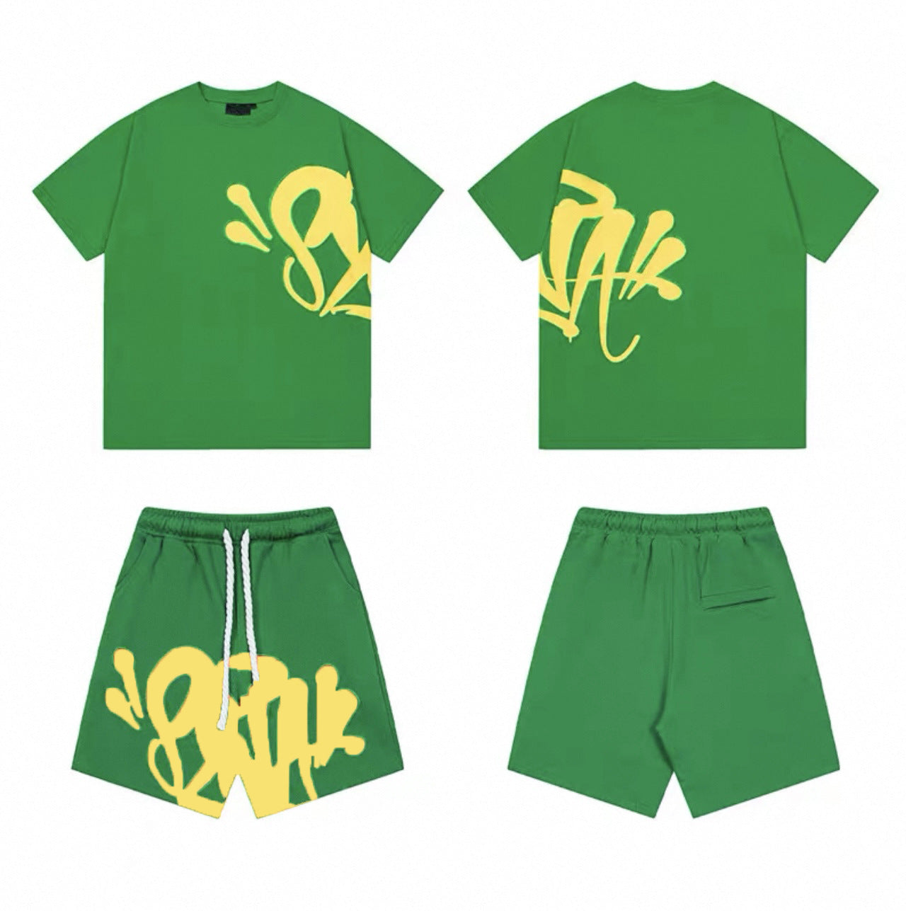 Camiseta americana de hip-hop callejero, camiseta de manga corta holgada con letras de hombre, pantalones cortos informales, conjunto deportivo versátil
