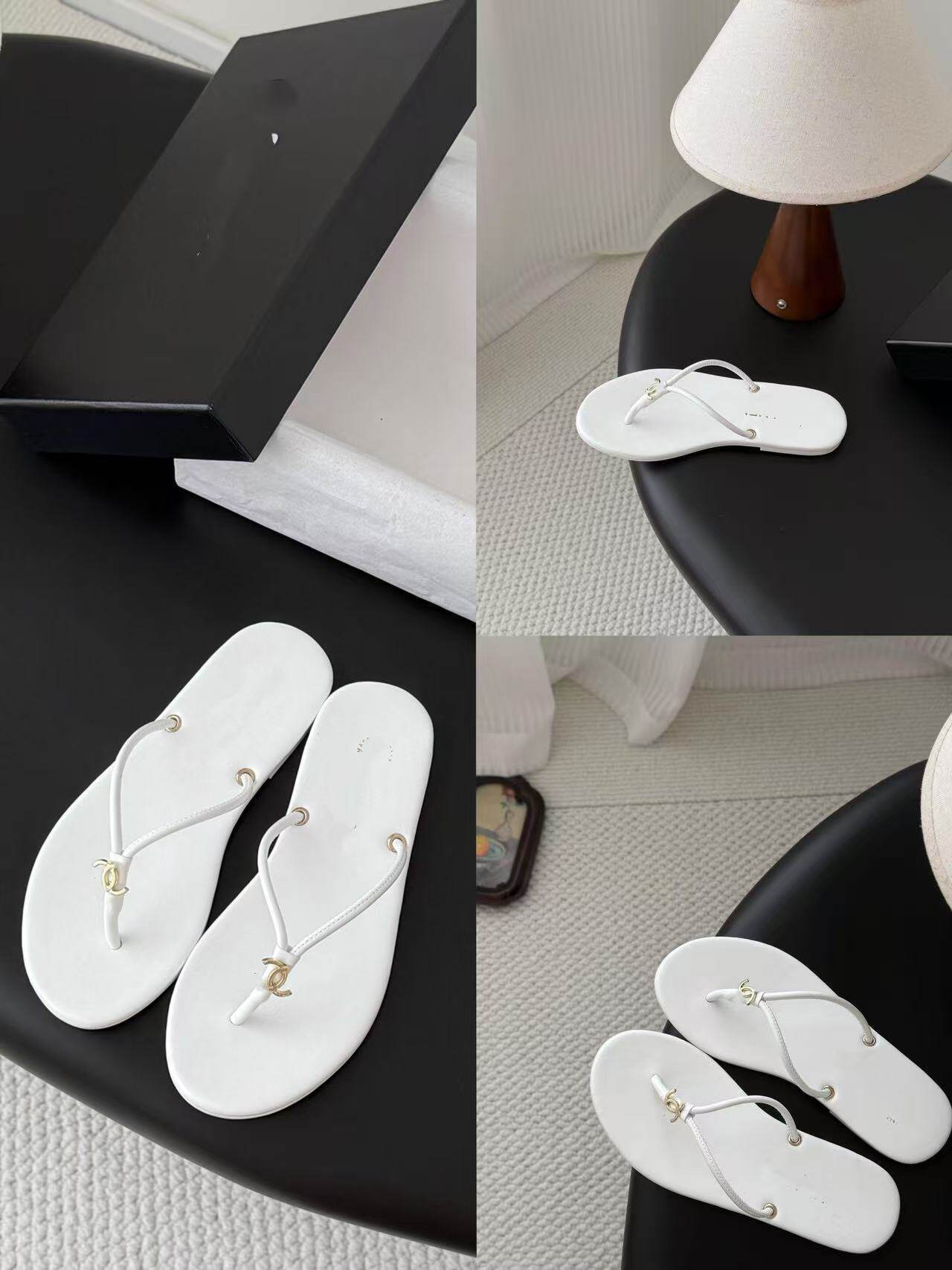Verano 2026 Nuevas chanclas doradas estilo Chanel para mujer, vacaciones al aire libre junto a la playa Sandalias de puntera transfronteriza