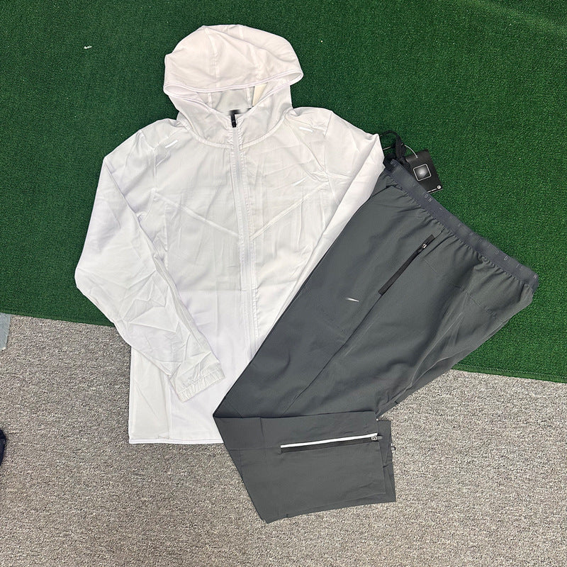 Ensemble coupe-vent de sport pour homme | Capuche séchage rapide