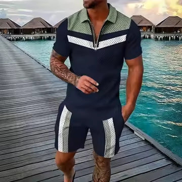 Conjunto de dos piezas de manga corta y pantalones cortos de Amazon de verano transfronterizo 2024 para comercio exterior, conjunto deportivo casual masculino