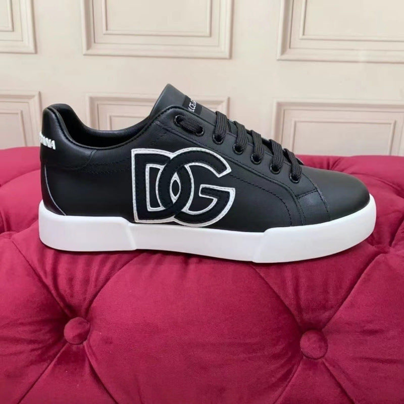 Zapatillas casuales de cuero hombre familia DG | Velcro blancas versátiles