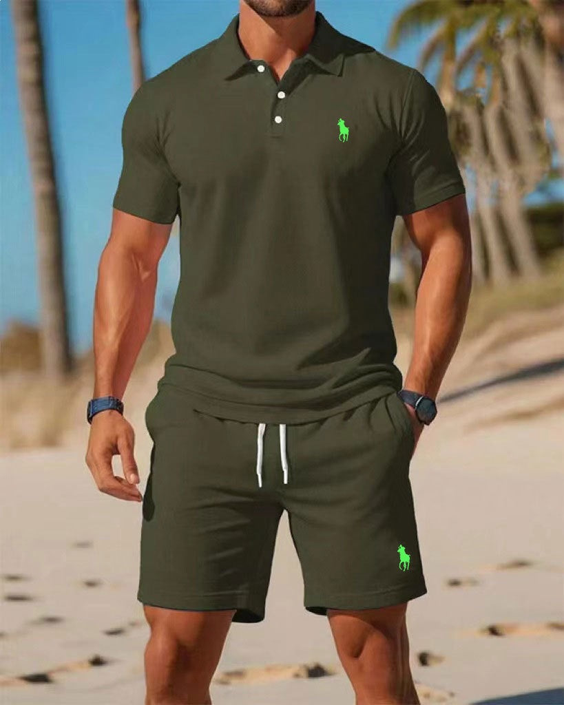 Conjunto Polo Shorts Hombre Bordado Verano Dos Piezas | LuxuryMarkt
