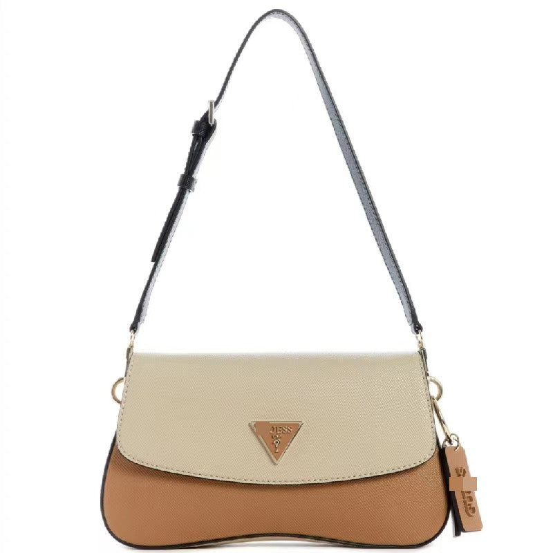 Moda europea y americana, nueva moda de colores sólidos con estampado curva retro, bolso de axila con colgantes de flores antiguas, bolso de mujer