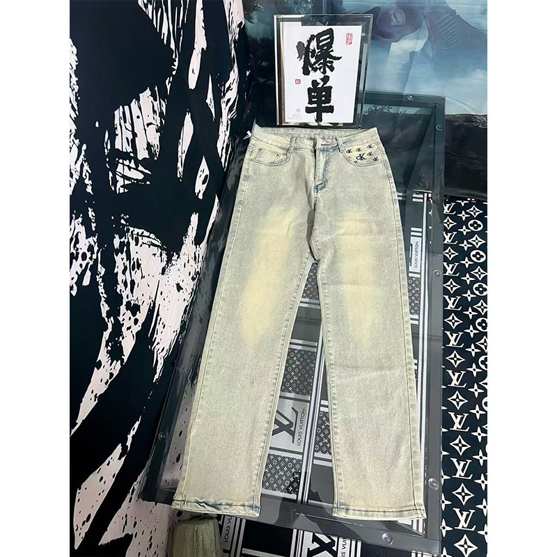 Calças de Ganga de Homem de Perna Larga | Moda Americana Casual 2026