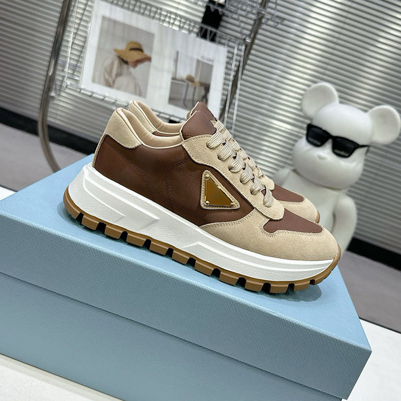 Zapatillas Spot P, nueva marca triangular, cordones de cuero informales, ropa baja, comercio internacional transfronterizo masculino de suela gruesa