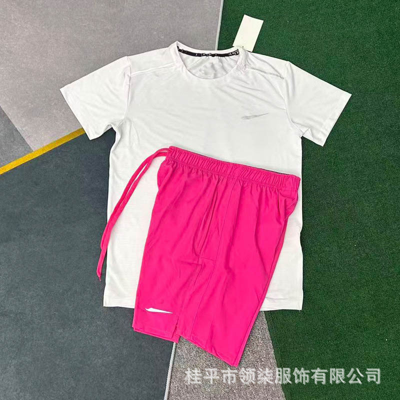 Conjuntos deportivos nuevos al por mayor, juegos de fitness para correr, pantalones cortos casuales de manga corta de secado rápido, transpirables y holgados, ventas directas de fábrica