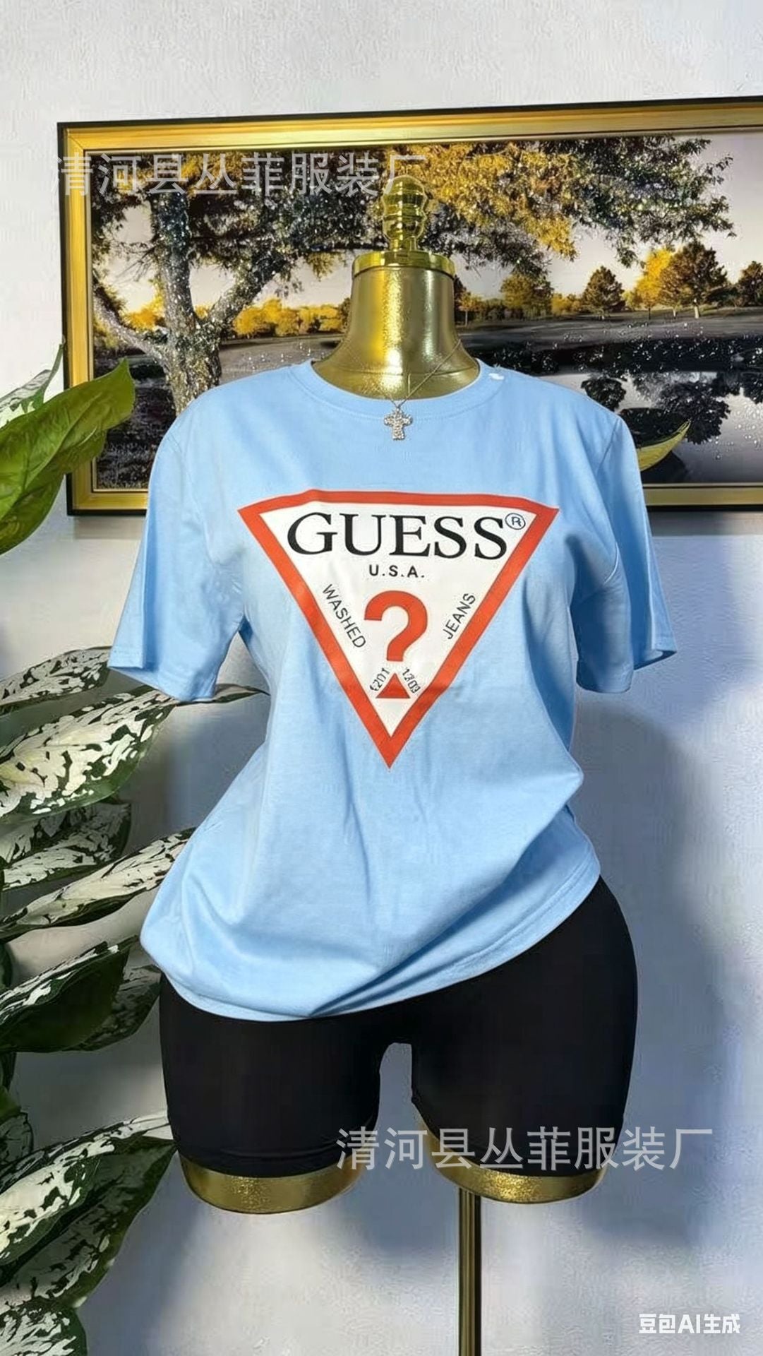 Camiseta europea de algodón transfronteriza, nueva al estilo europeo y americano, camisa versátil de algodón puro de media manga, camiseta de verano, estampado perezoso