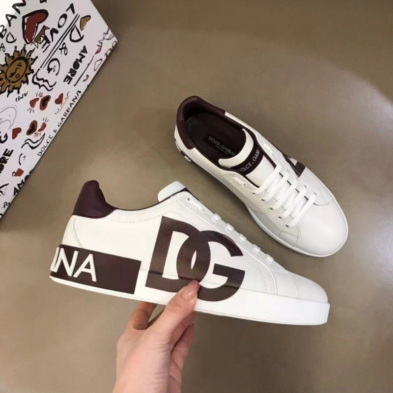 Zapatillas casuales de cuero hombre familia DG | Velcro blancas versátiles