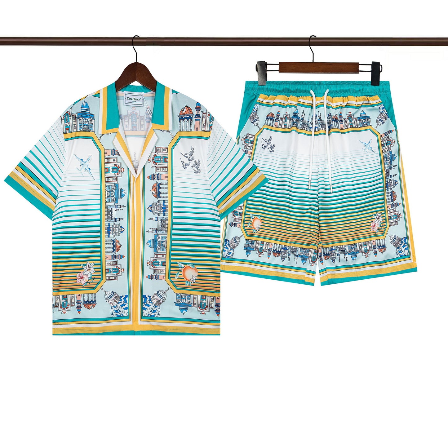 Set de camiseta de manga corta con letras de un partido de fútbol CASA de primavera/verano, jersey holgado y de moda para hombres