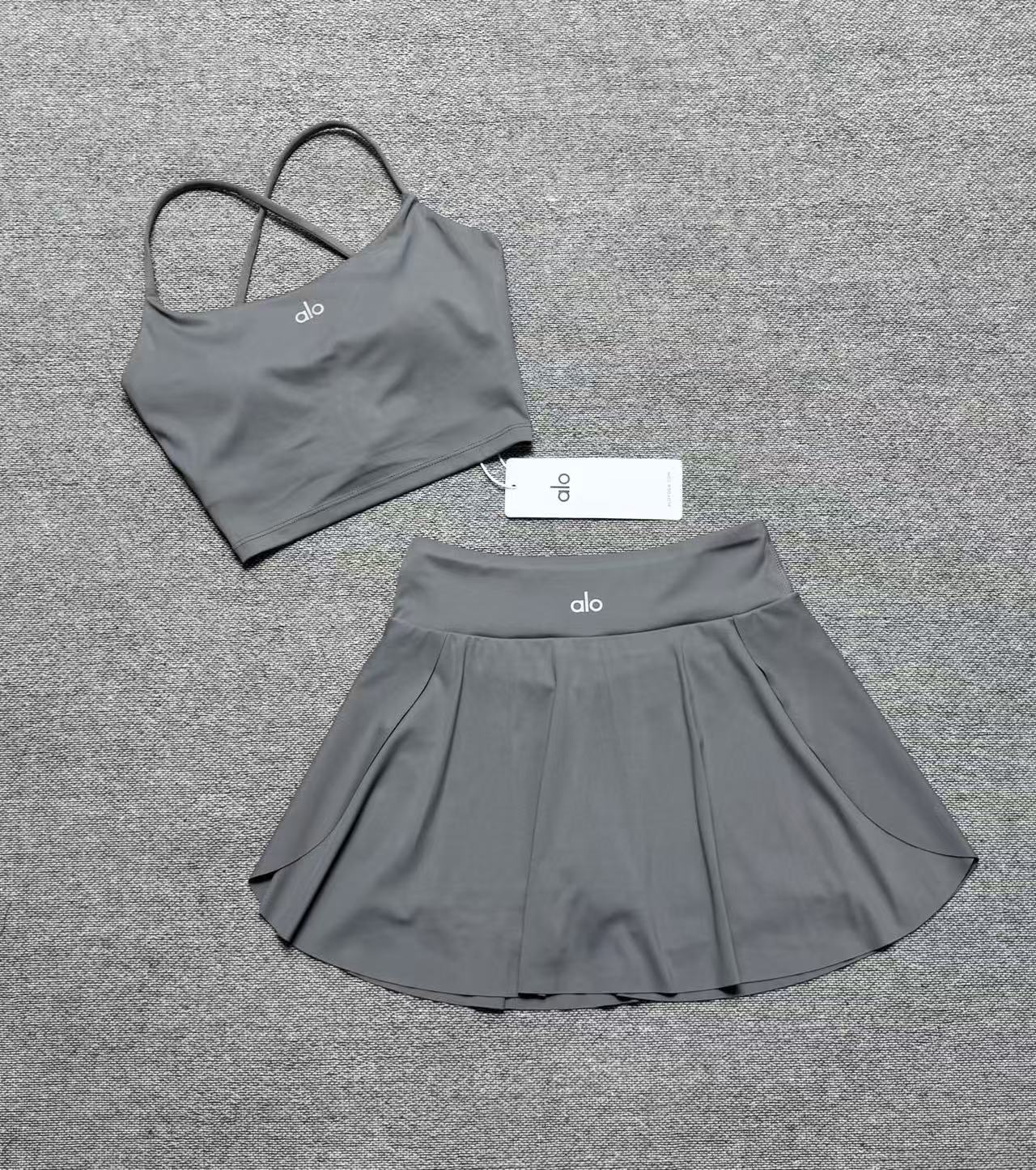 Conjunto de falda de yoga plisada de primavera y verano Alo26 Set de falda de golf para correr fitness conjunto de dos piezas