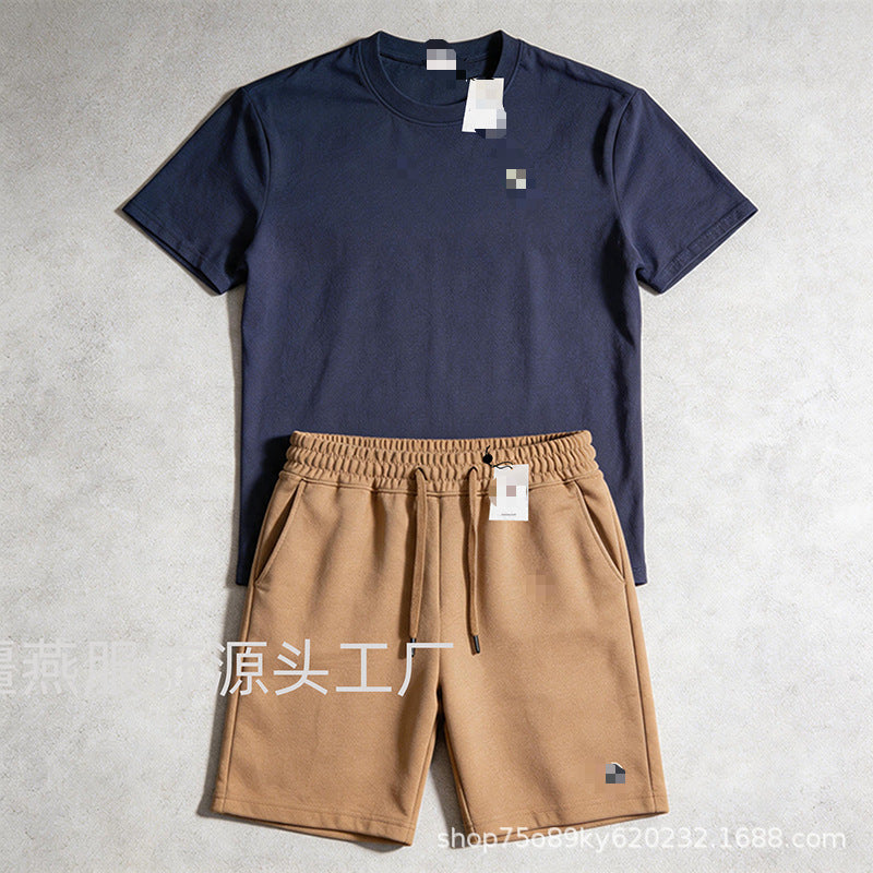 Conjunto versátil de pantalones cortos de algodón Hua para hombre auténtico + conjunto de dos piezas con etiqueta de cuello con cordón
