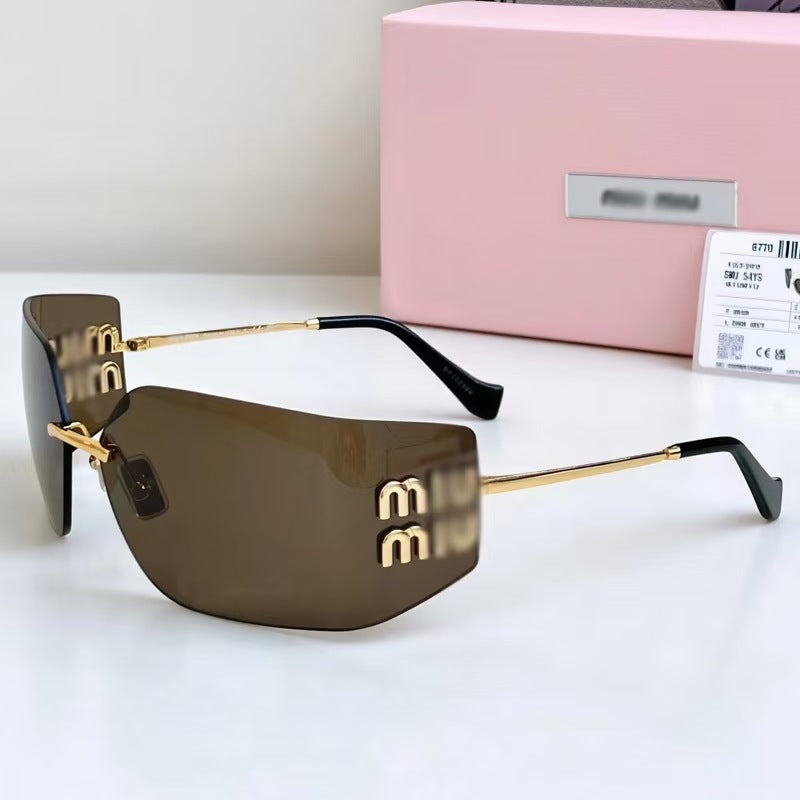 Nuevas gafas de sol sin montura y gafas de sol, estilo celebridad de 54 años, gafas pequeñas retro y elegantes que realzan la cara
