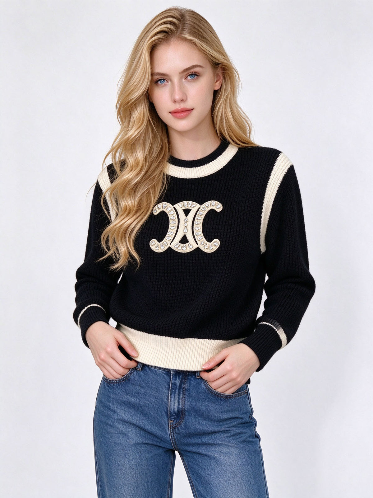 Jersey acanalado mujer CE | Bloques de color y letras