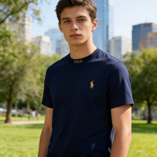 Camiseta Hombre Algodón Bordado Manga Corta Casual