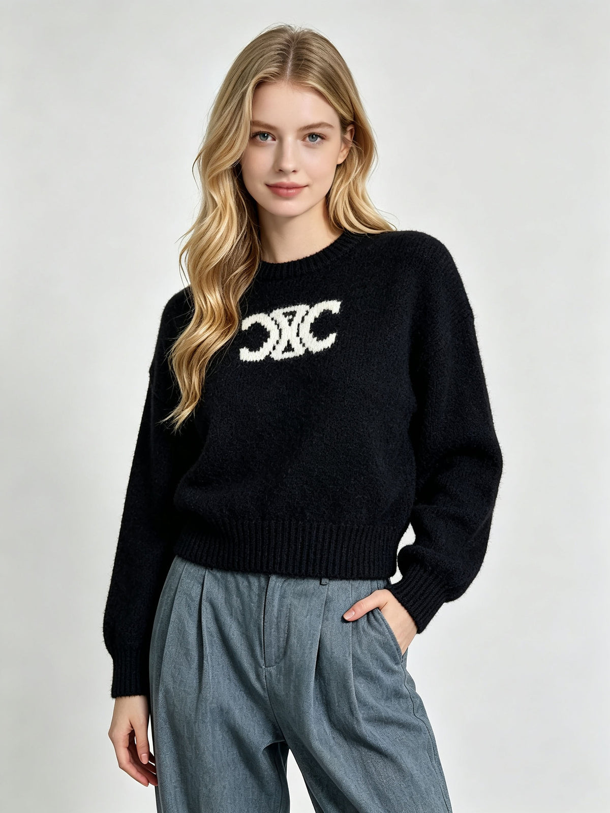Drop Shoulder Jacquard Sweater CE | Autumn Winter