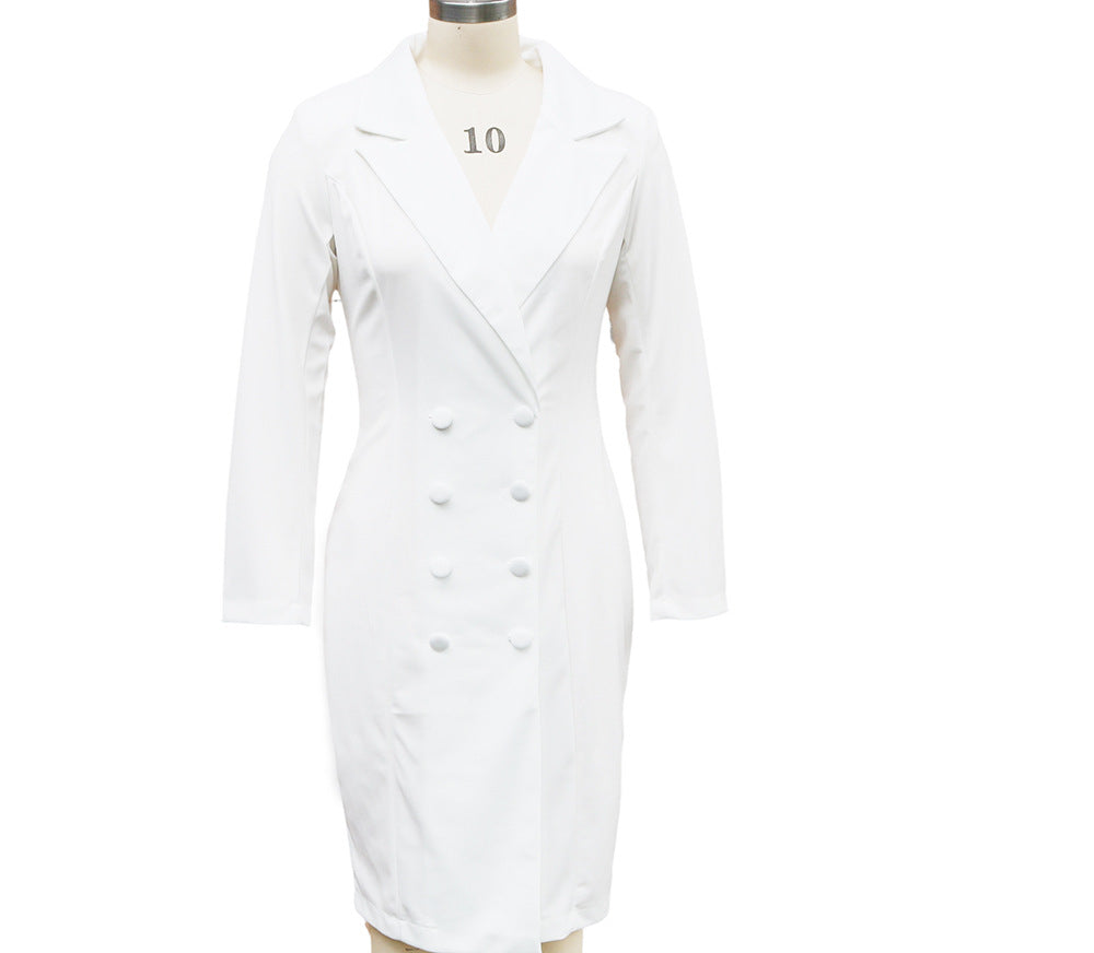 Vestido Blazer Cruzado de Manga Larga con Solapa para Mujer – Envío Gratis