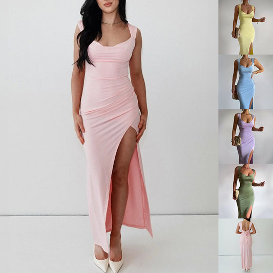 Vestido Slit Sin Mangas Mujer - Lazo Espalda