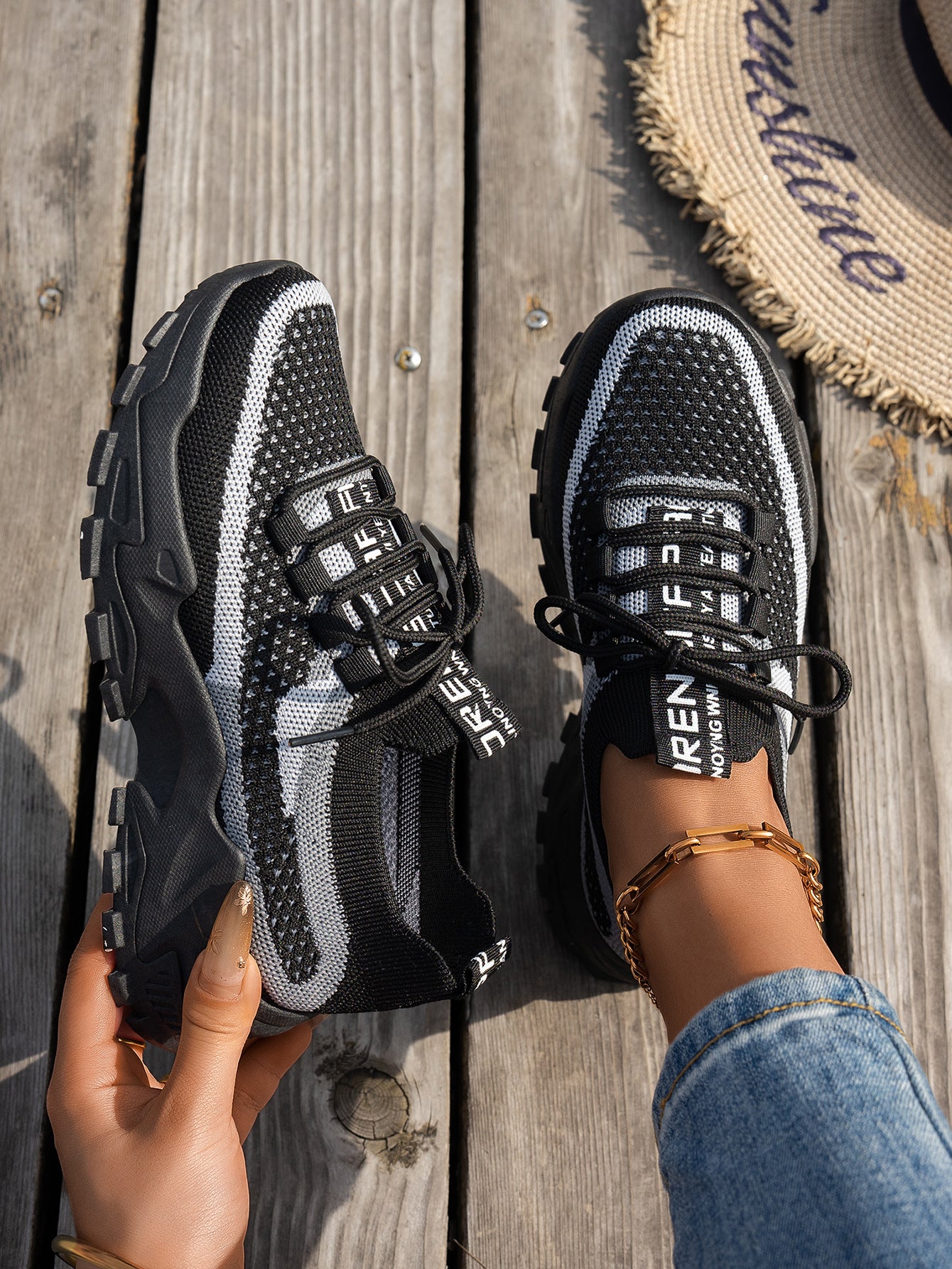 Flyknit Mesh Shoes Women's Breathable Lace-up Sneakers Walking Running Casual Shoes envio-gratis