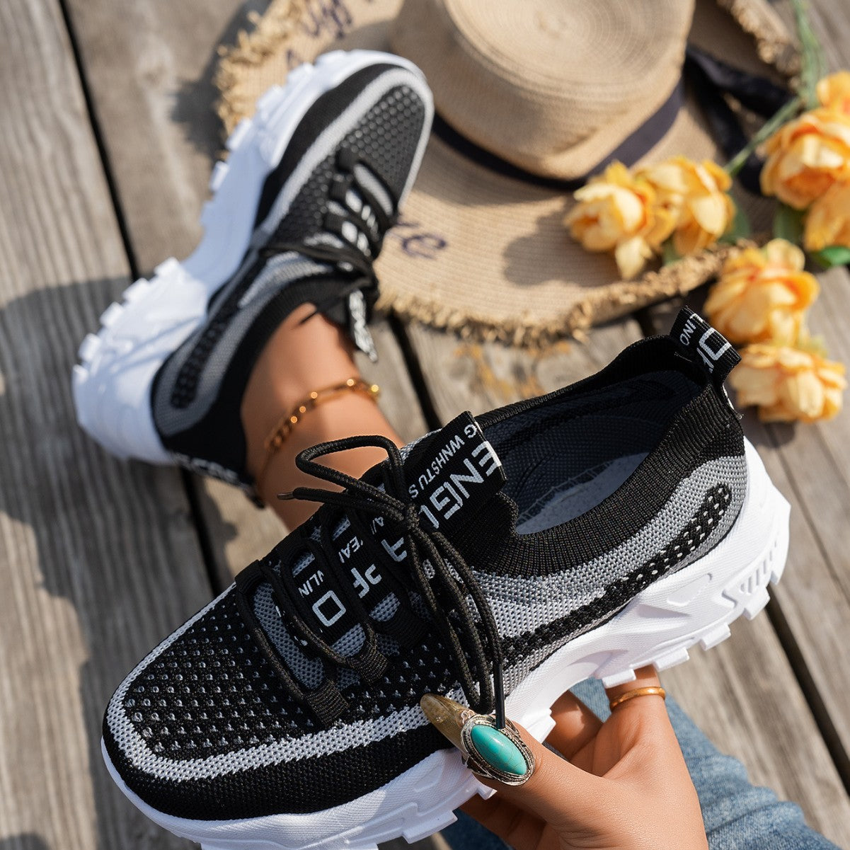 Flyknit Mesh Shoes Women's Breathable Lace-up Sneakers Walking Running Casual Shoes envio-gratis
