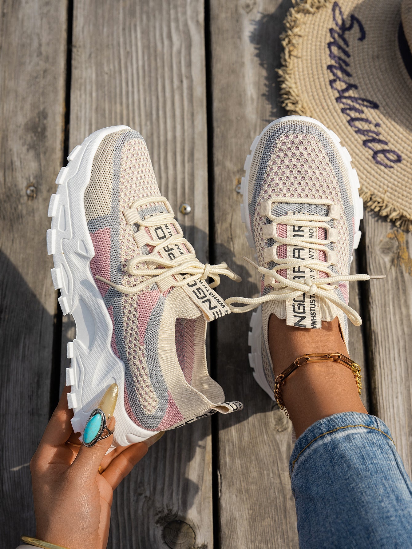 Flyknit Mesh Shoes Women's Breathable Lace-up Sneakers Walking Running Casual Shoes envio-gratis