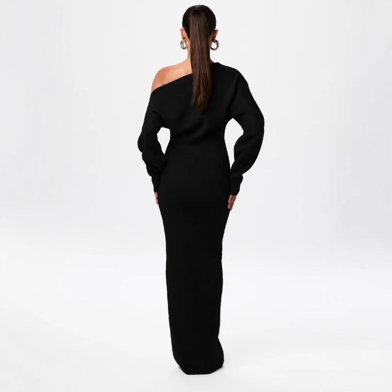 Vestido Largo Bodycon de Manga Larga con Hombros Descubiertos para Mujer – Envío Gratis