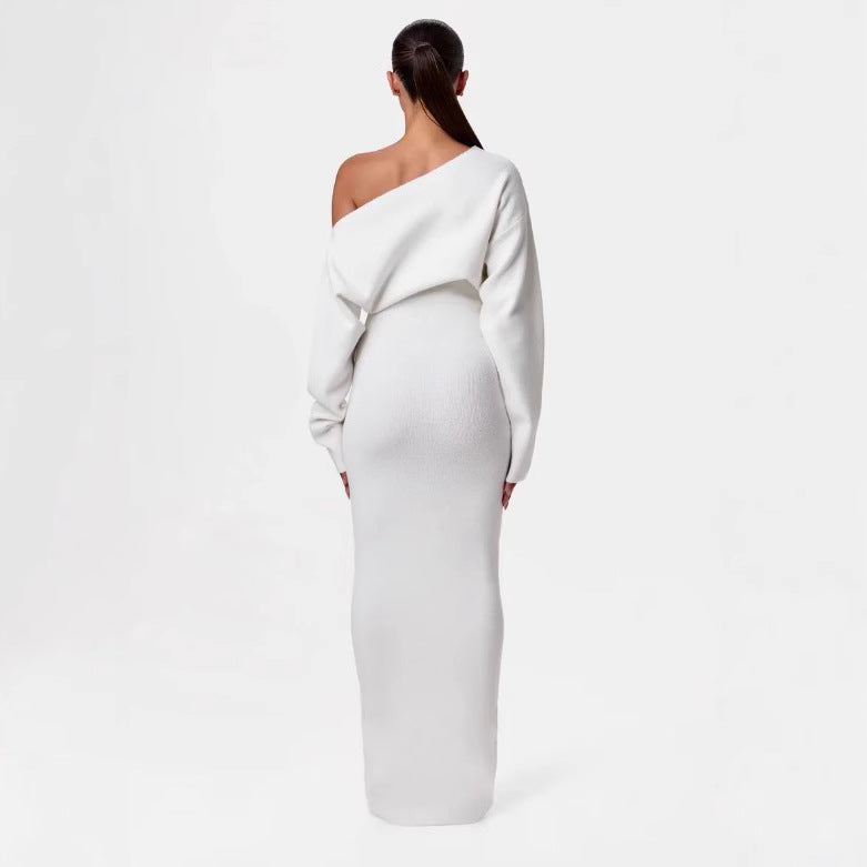 Vestido Largo Bodycon de Manga Larga con Hombros Descubiertos para Mujer – Envío Gratis