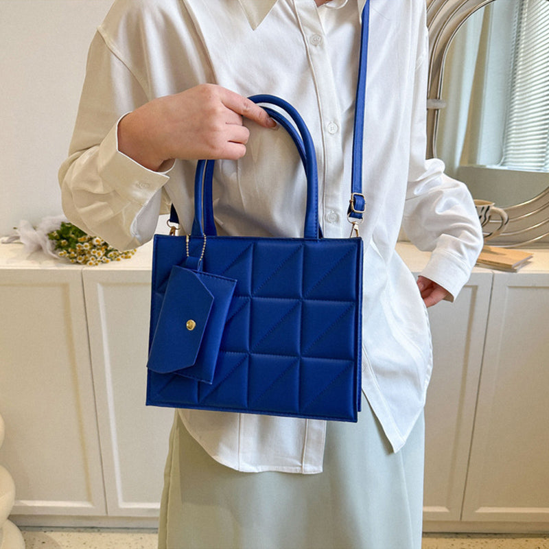 Bolso de Hombro a Cuadros con Cartera Mujer
