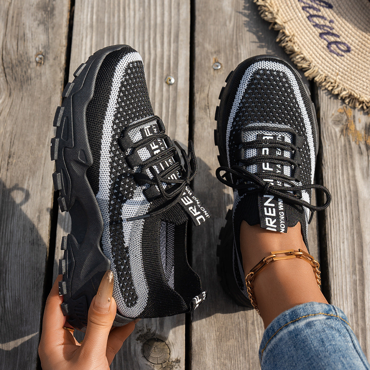 Flyknit Mesh Shoes Women's Breathable Lace-up Sneakers Walking Running Casual Shoes envio-gratis